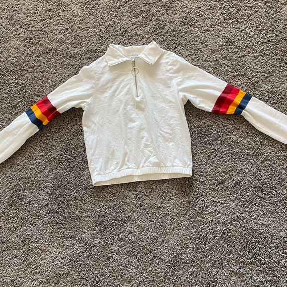 white long sleeve rainbow sleeve crop jacket - Picture 1 of 3